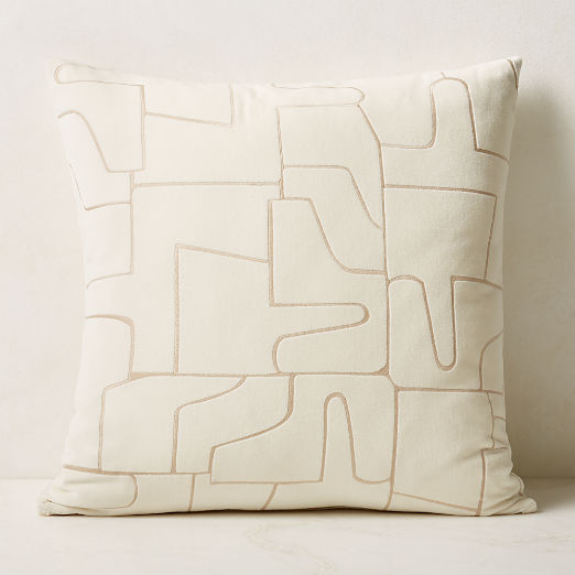 Arabella White Velvet Throw Pillow with Down-Alternative Insert 23"x23"