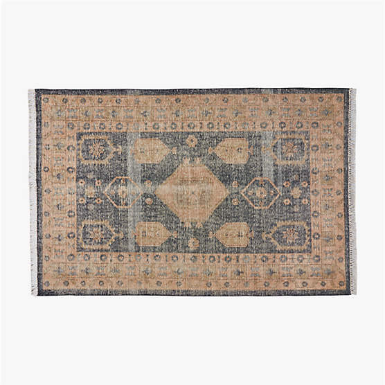 Aracati Navy Blue New Zealand Wool Area Rug 6'x9'