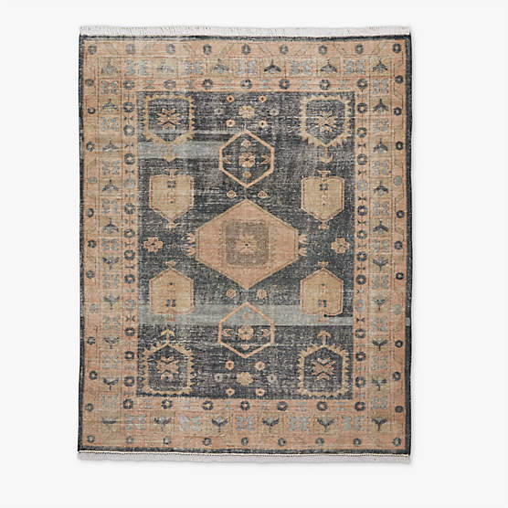 Aracati Navy Blue New Zealand Wool Area Rug 8'x10'