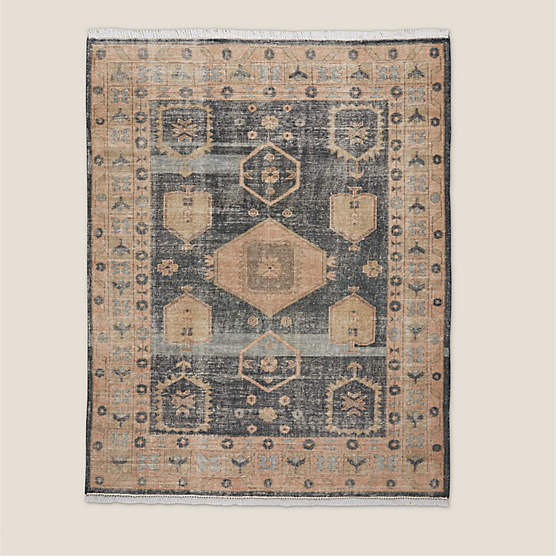 Aracati Navy Blue New Zealand Wool Area Rug 8'x10'