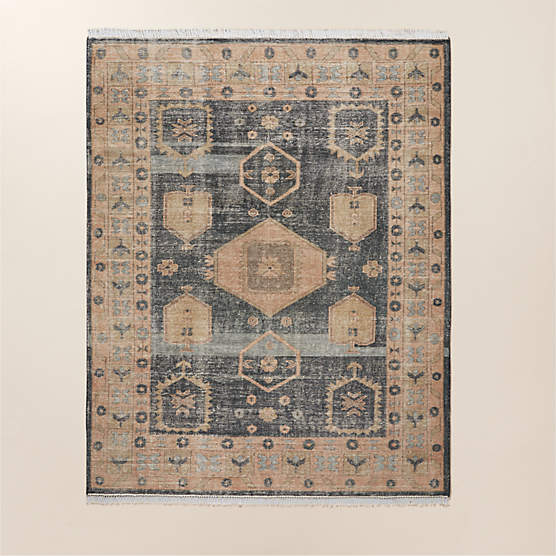 Aracati Navy Blue New Zealand Wool Area Rug 6'x9'