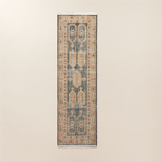 Aracati Navy Blue New Zealand Wool Runner Rug 2.5'x8'