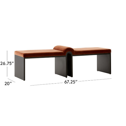 Arc 67" Bronze Brown Velvet Bench