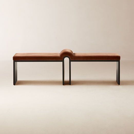 Arc 67" Bronze Brown Velvet Bench