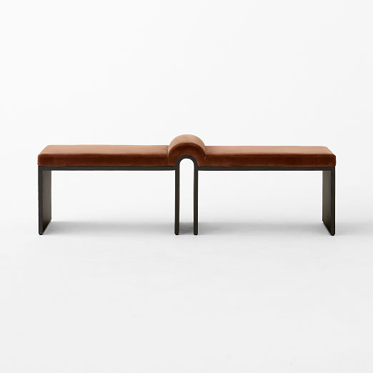 Arc Bronze Brown Velvet Bench