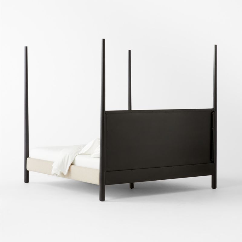 Arcata 4-Poster Black Wood and Ivory Upholstered King Bed - image 5 of 10