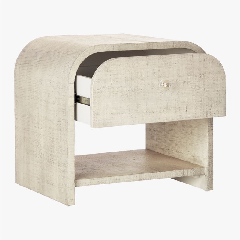 Archer White Lacquered Linen Nightstand with Drawer - image 7 of 12