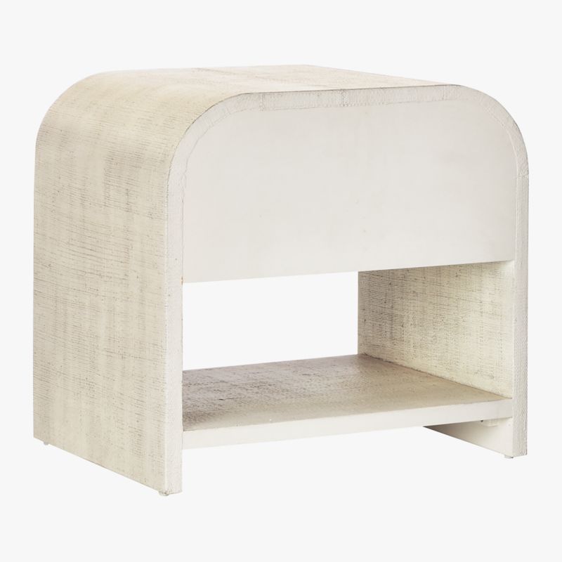 Archer White Lacquered Linen Nightstand with Drawer - image 9 of 12