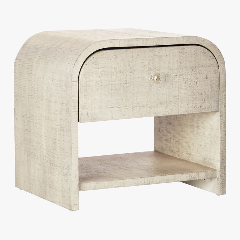 Archer White Lacquered Linen Nightstand with Drawer - image 6 of 12