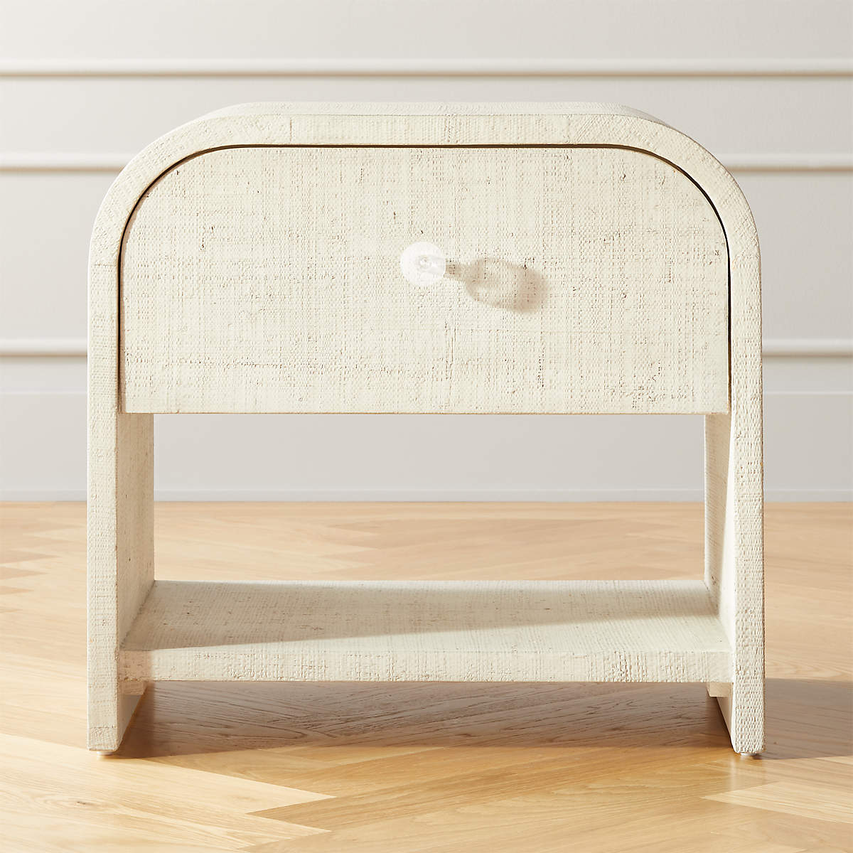 Archer White Lacquered Linen Nightstand with Drawer + Reviews CB2
