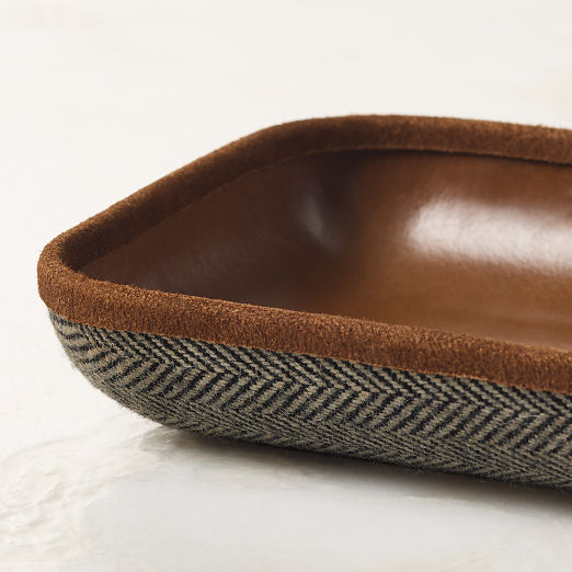 Archivist Leather and Herringbone Rectangular Catchall Dish by Todd Snyder