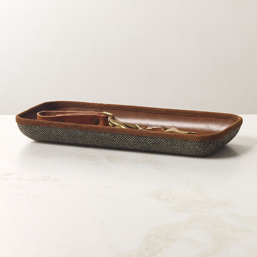 Archivist Leather and Herringbone Rectangular Catchall Dish by Todd Snyder