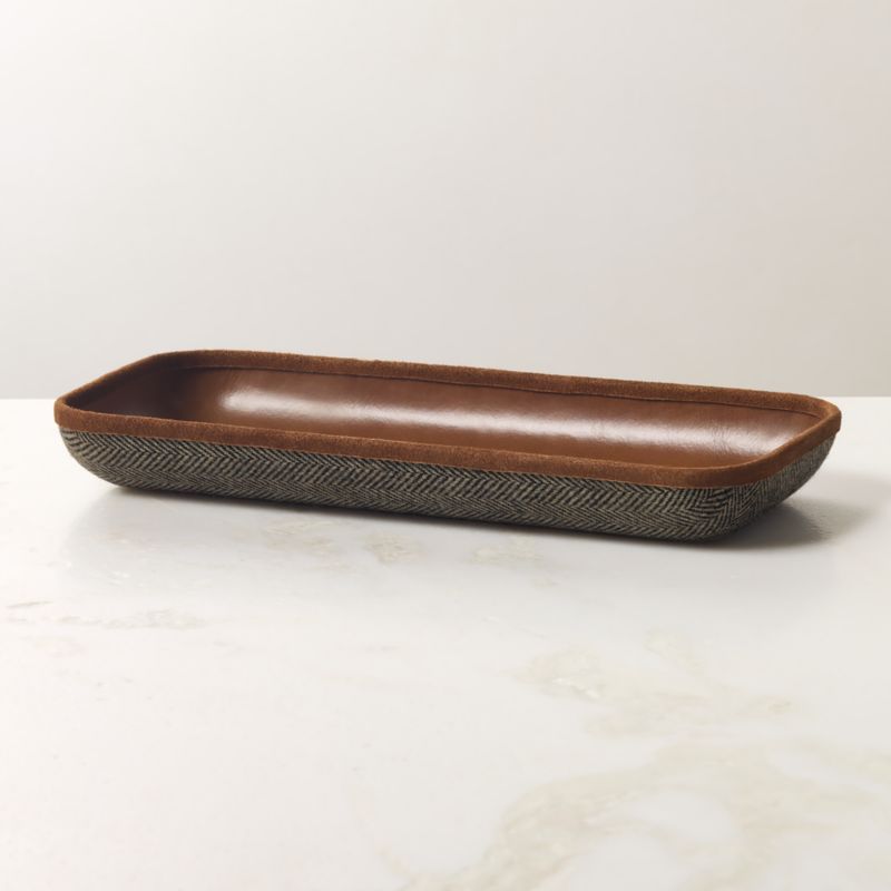 Archivist Leather and Herringbone Rectangular Catchall Dish by Todd Snyder - image 4 of 5