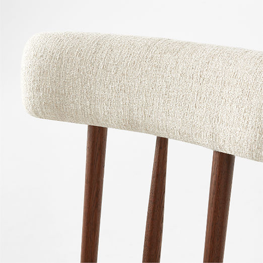 Arcos Oak Wood and Ivory Upholstered Dining Chair Set of 4