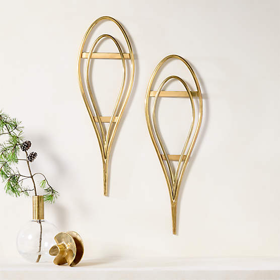 Arden Aged Brass Snow Shoe Wall Decor Set of 2