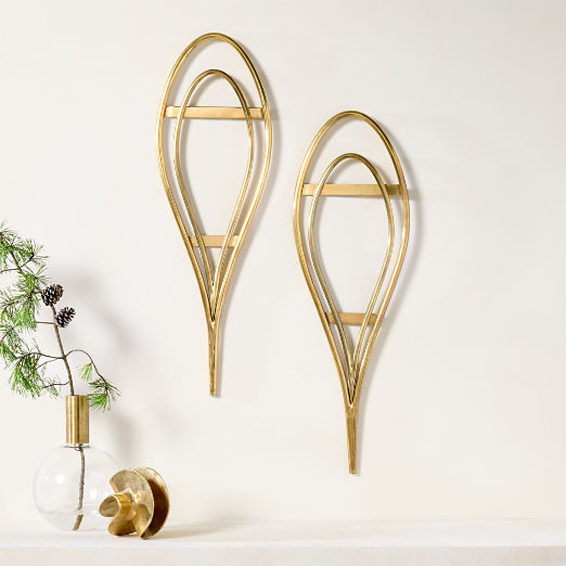 Arden Aged Brass Snow Shoe Wall Decor Set of 2