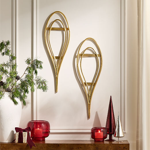 Arden Aged Brass Snow Shoe Wall Decor Set of 2