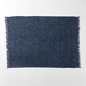 Agatha Modern Classic Blue Cotton Woven Throw Blanket Throw