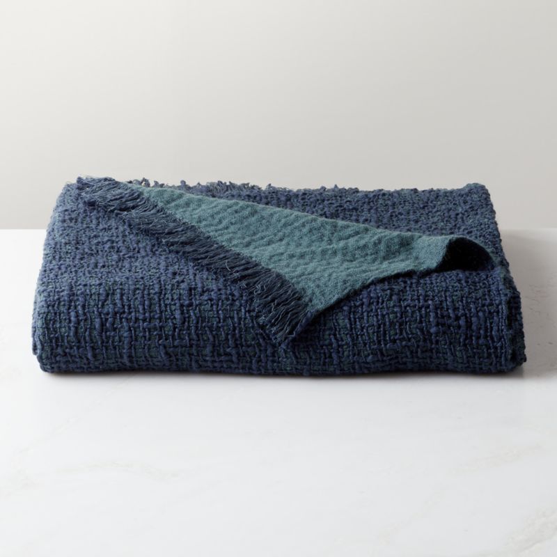 Navy wool throw sale