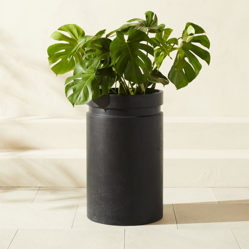 Argo Round Black Cement Indoor/Outdoor Planter Large - image 0 of 5