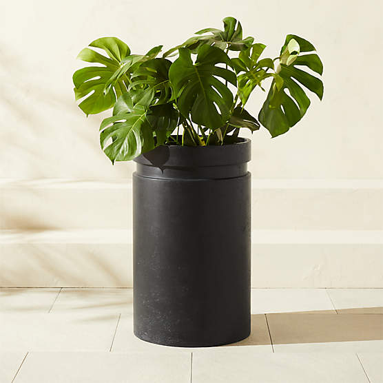 Argo Round Black Cement Indoor/Outdoor Planter Large