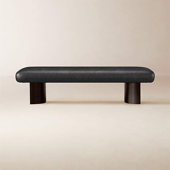 Argyle Bello Black Leather Bench