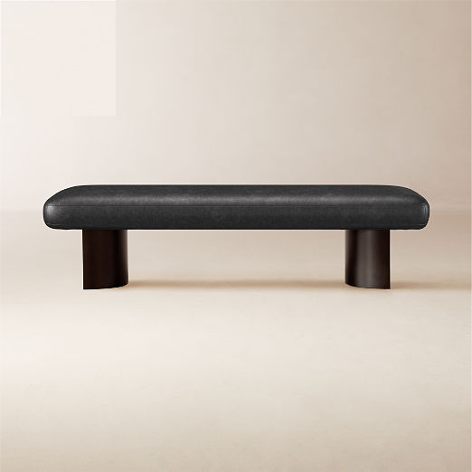 Argyle 63" Bello Black Leather Bench