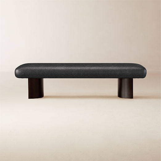 Argyle 63" Bello Black Leather Bench