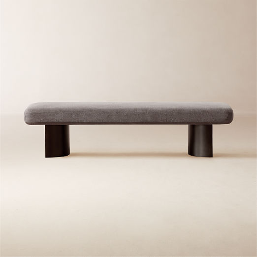 Argyle 63" Grey Linen Upholstered Bench