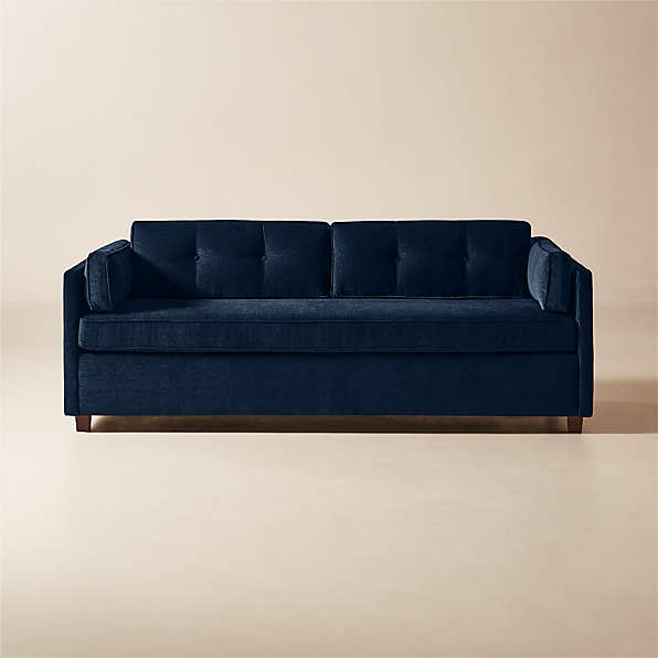 Navy blue deals leather sleeper sofa