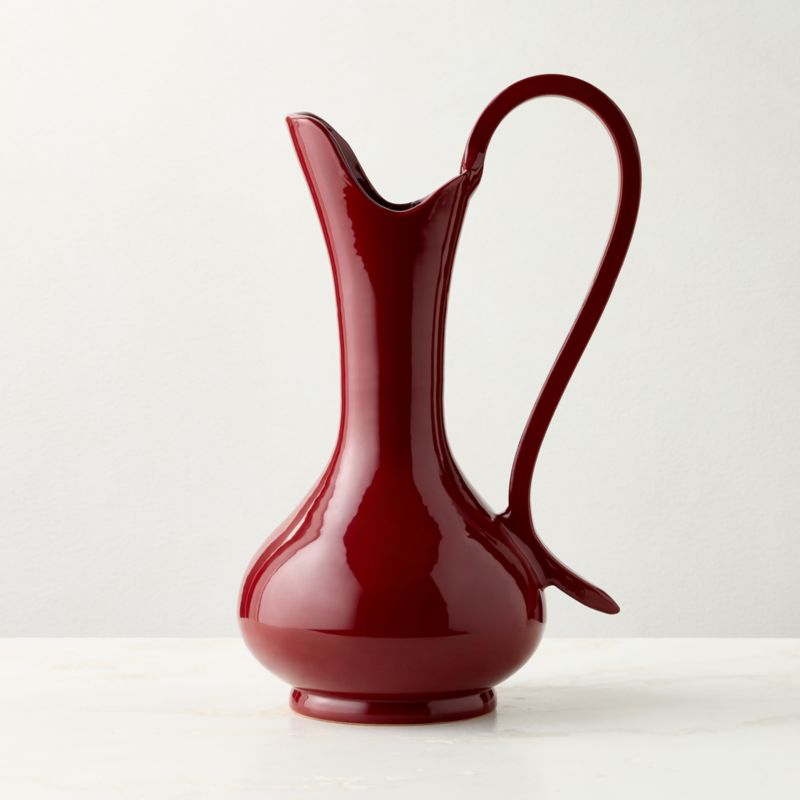 Arianna Burgundy Ceramic Pitcher Vase - image 3 of 4