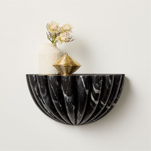 Ariel Black Marble Wall Shelf 13"