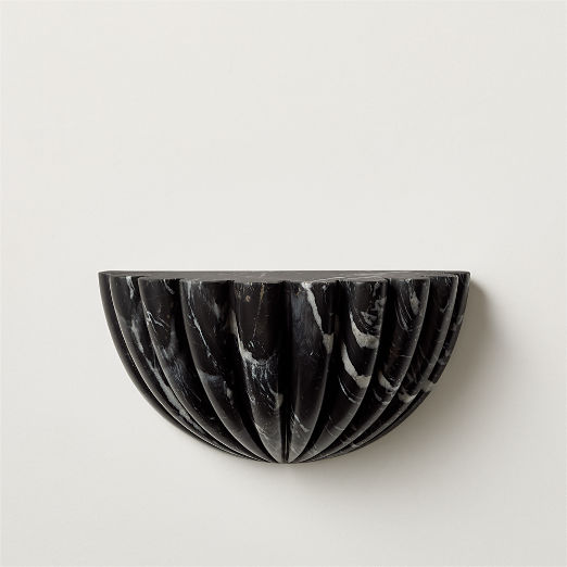 Ariel Black Marble Wall Shelf 13"