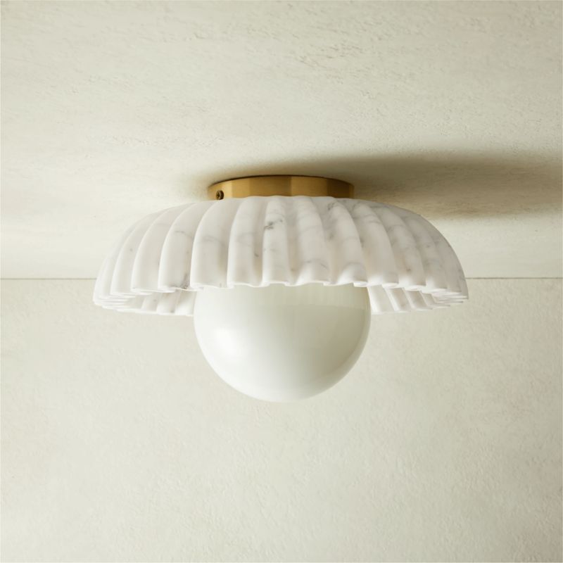 Ariel Fluted Marble Flush Mount Light + Reviews CB2