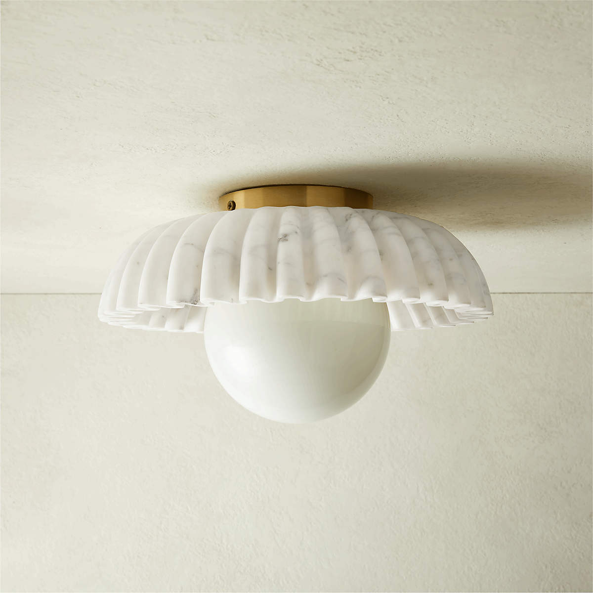 Ariel Fluted Marble Flush Mount Light + Reviews CB2