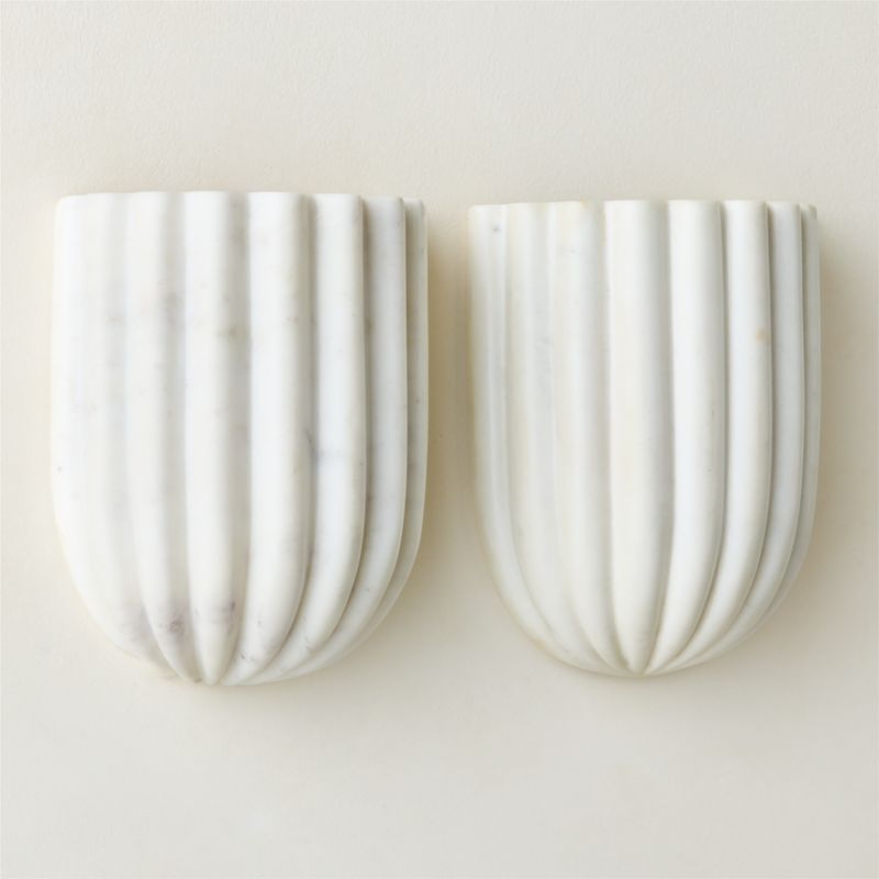 Ariel Fluted White Marble Wall Sconce - image 4 of 13