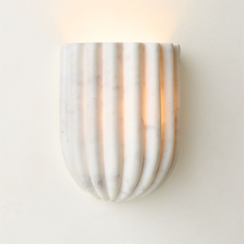 View Ariel Fluted White Marble Wall Sconce details