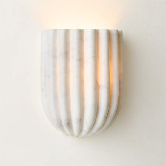 Ariel Fluted White Marble Wall Sconce