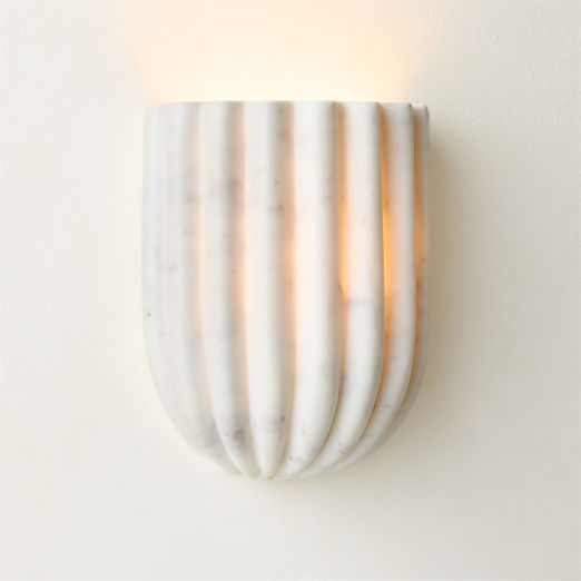 Ariel Fluted White Marble Wall Sconce Set of 2