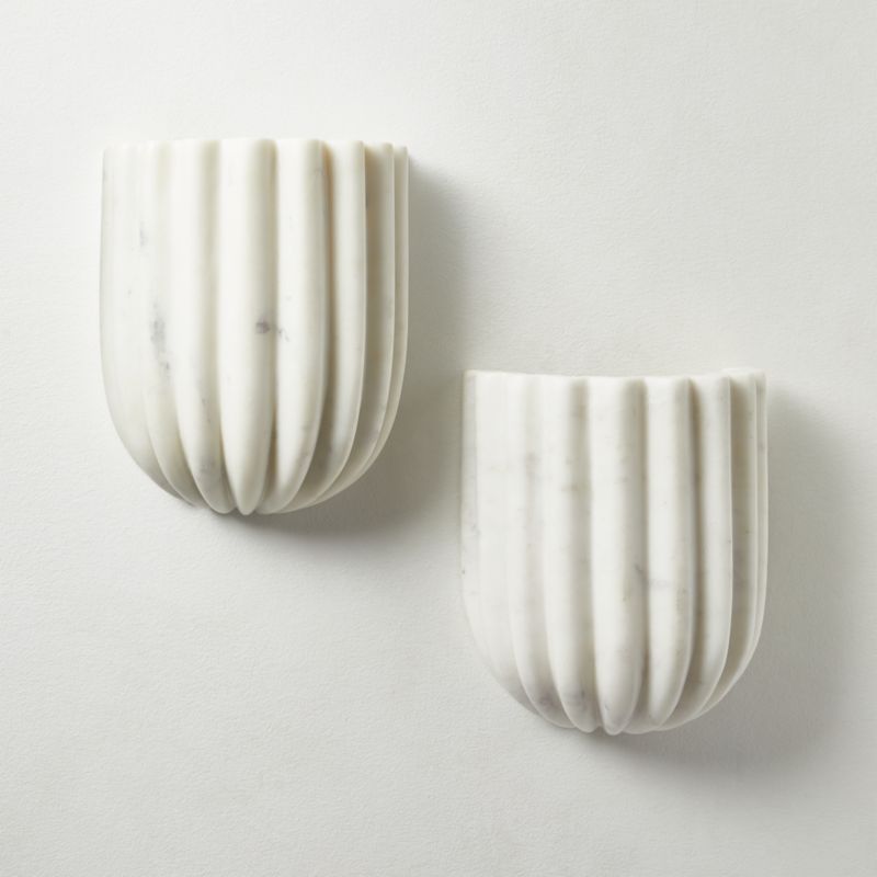 Ariel Fluted White Marble Wall Sconce - image 4 of 13