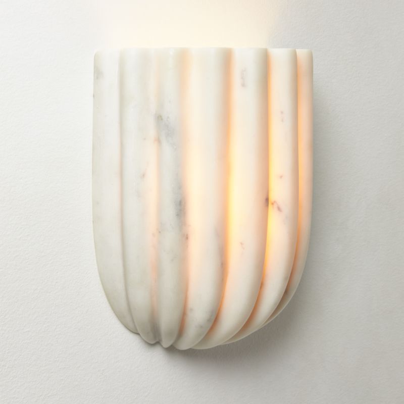 Ariel Fluted White Marble Wall Sconce - image 0 of 13