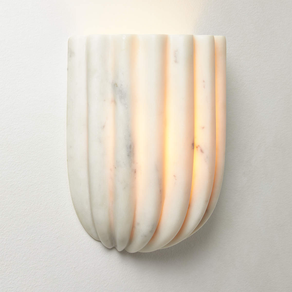 Ariel Modern White Marble Wall Sconce Light + Reviews | CB2