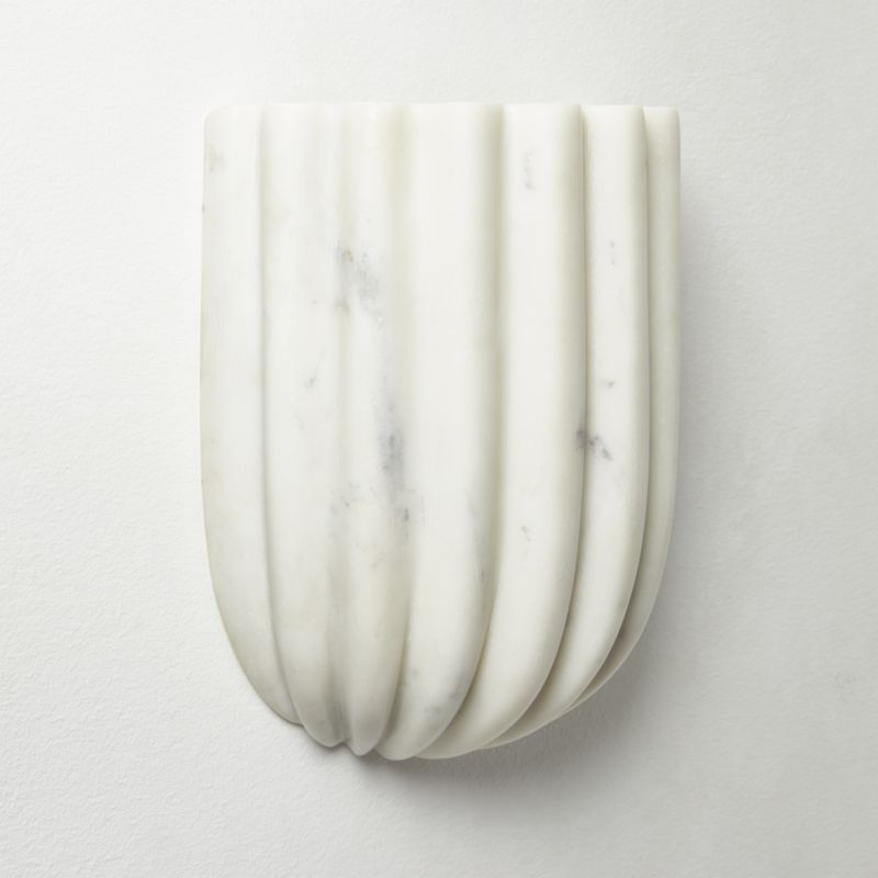 Ariel Fluted White Marble Wall Sconce - image 2 of 13