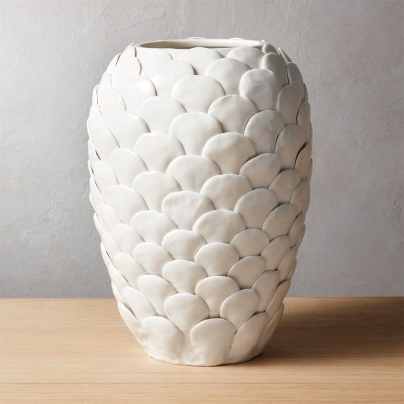 White Textured Vases CB2   Ario White Vase 