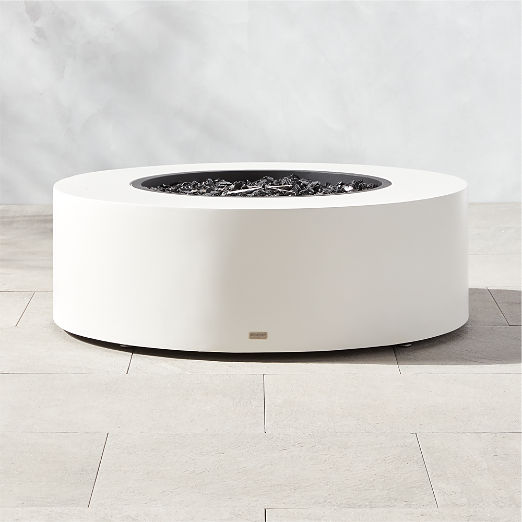 Ark Round Bone White Concrete Fire Table