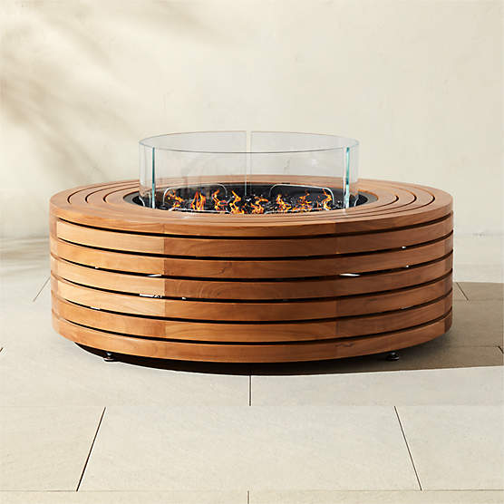 Ark Round Teak Wood Fire Table