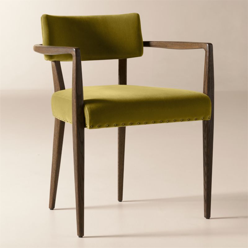 Arlo Olive Green Velvet Dining Armchair - image 3 of 8