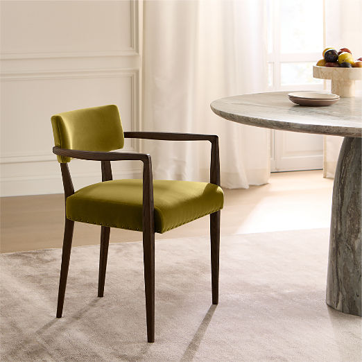 Arlo Olive Green Velvet Dining Armchair