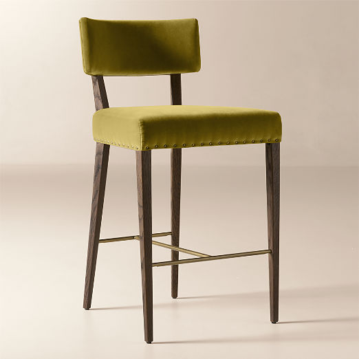 Arlo Olive Green Velvet Counter Stool Set of 2