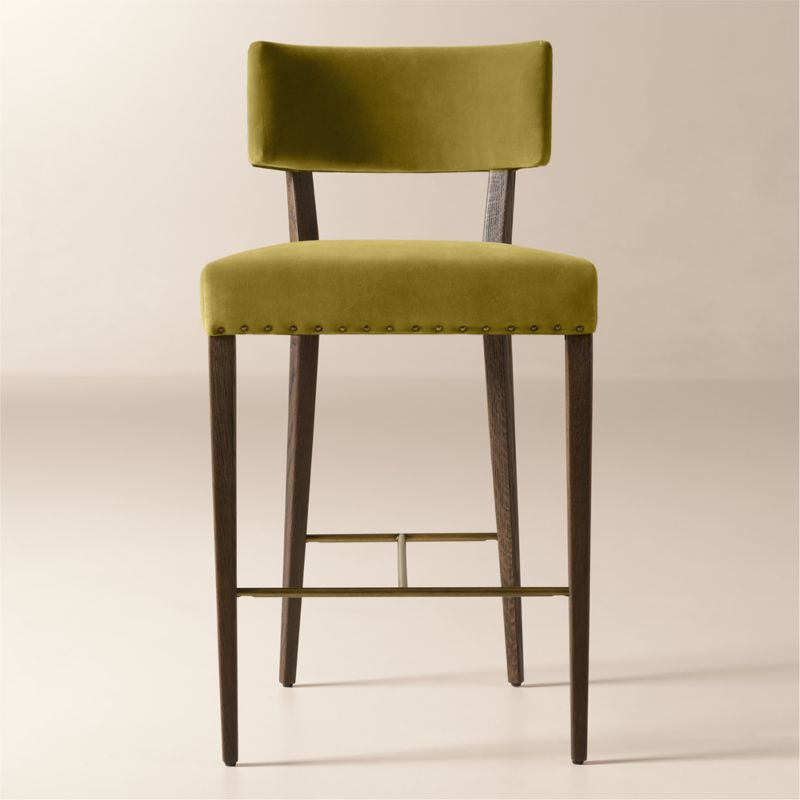 Viewing product image Arlo Olive Green Velvet Counter Stool - image 1 of 6